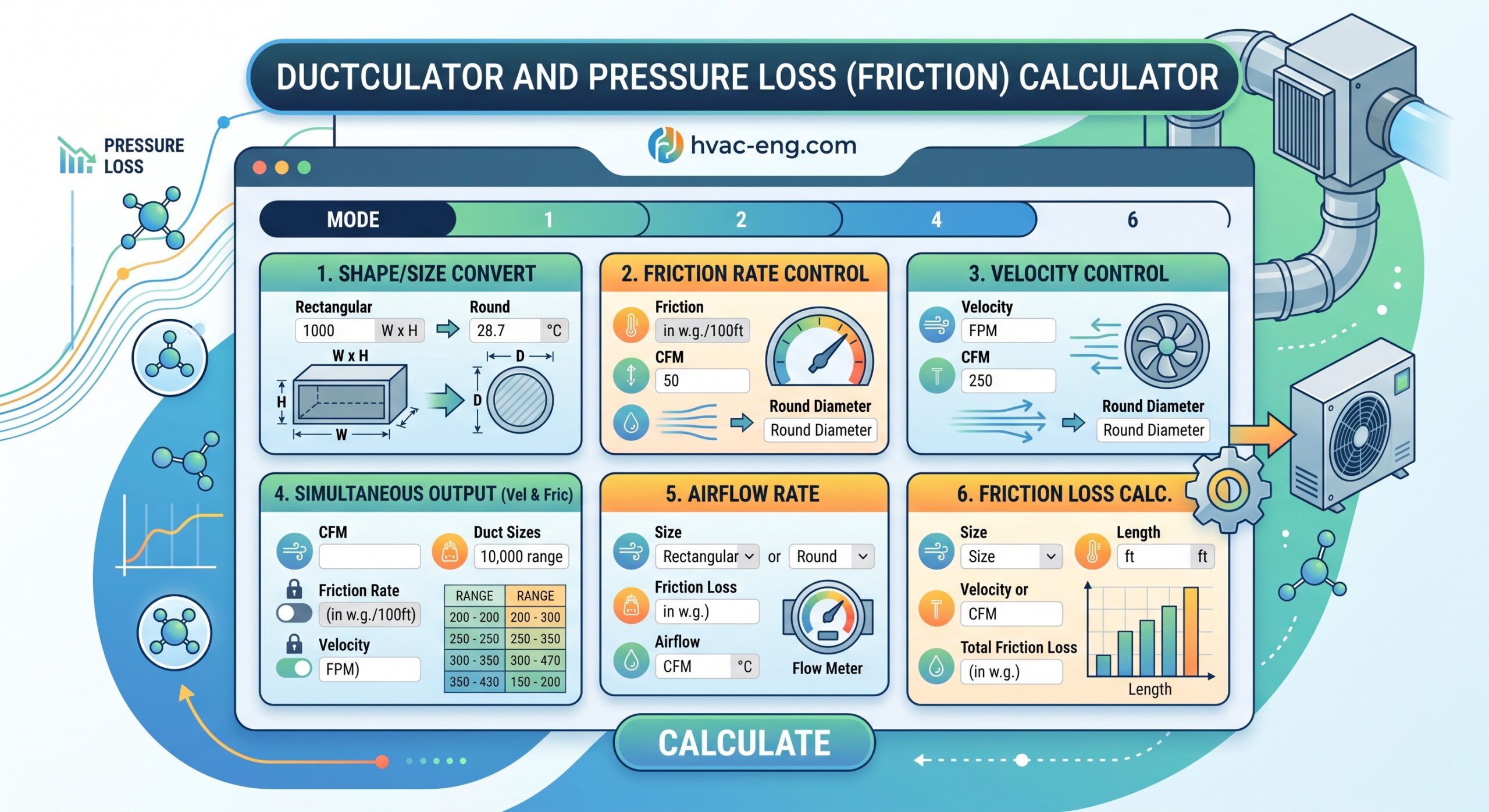 Ductulator and Pressure Loss (friction) calculator - Calculators - HVAC ...
